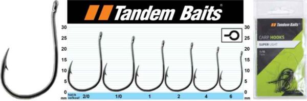 Rybarske háčiky kaprove Super Light - Tandem Baits veľkosť 1/0